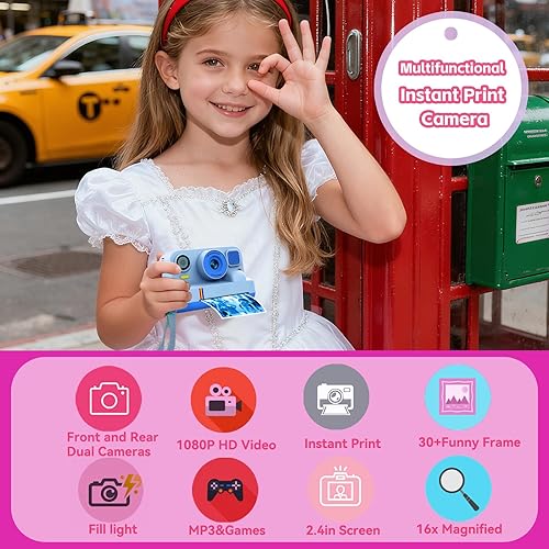 Miniatura 5 de Cámara de impresión instantánea para niños, cámara digital instantánea, regalos de cumpleaños de Navidad para niñas de 3 a 16 años, impresora