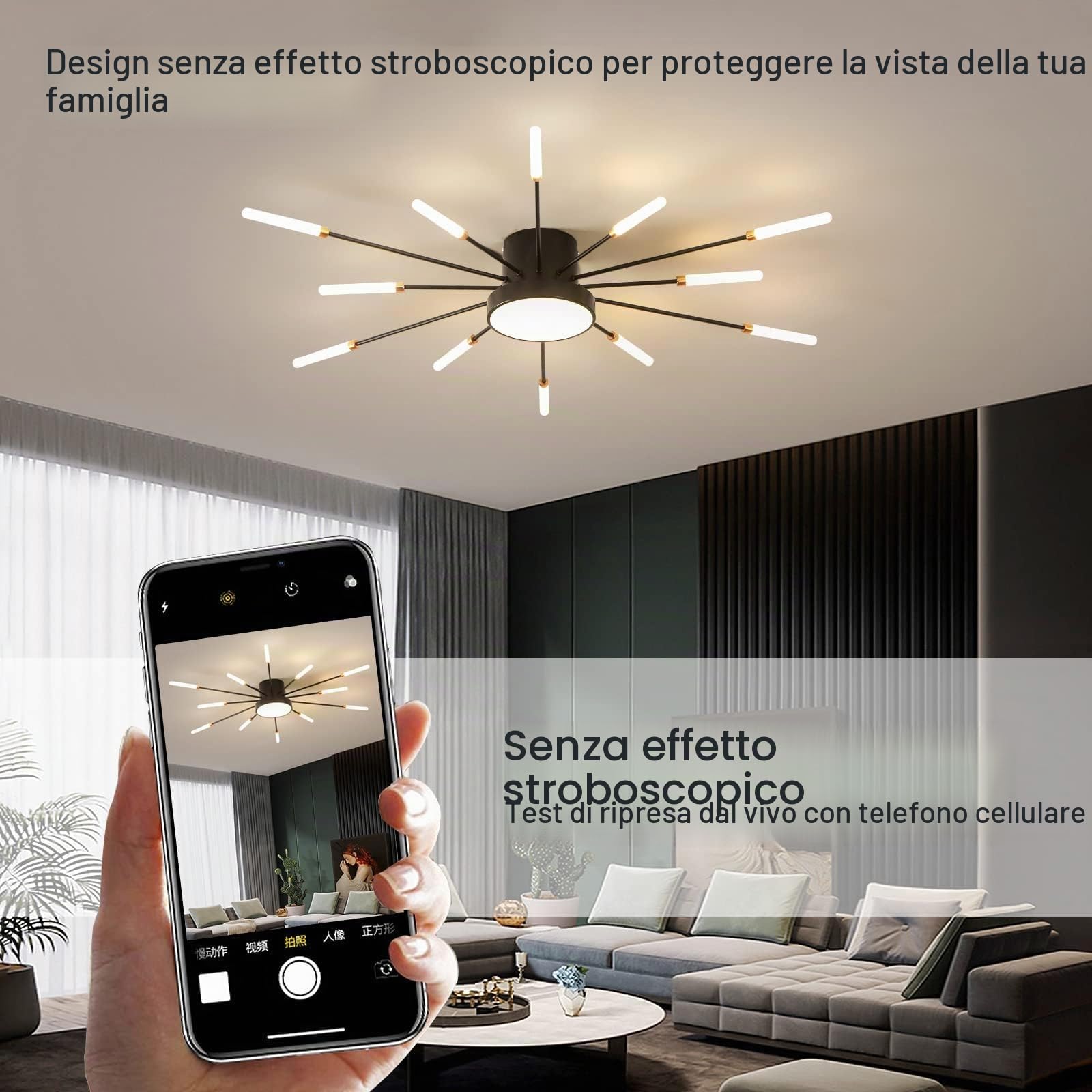 Plafoniera moderna a LED 12+1 teste Lampadari neri semi-incasso Illuminazione a soffitto per camera da letto Soggiorno Cucina Sala da pranzo Ristorante