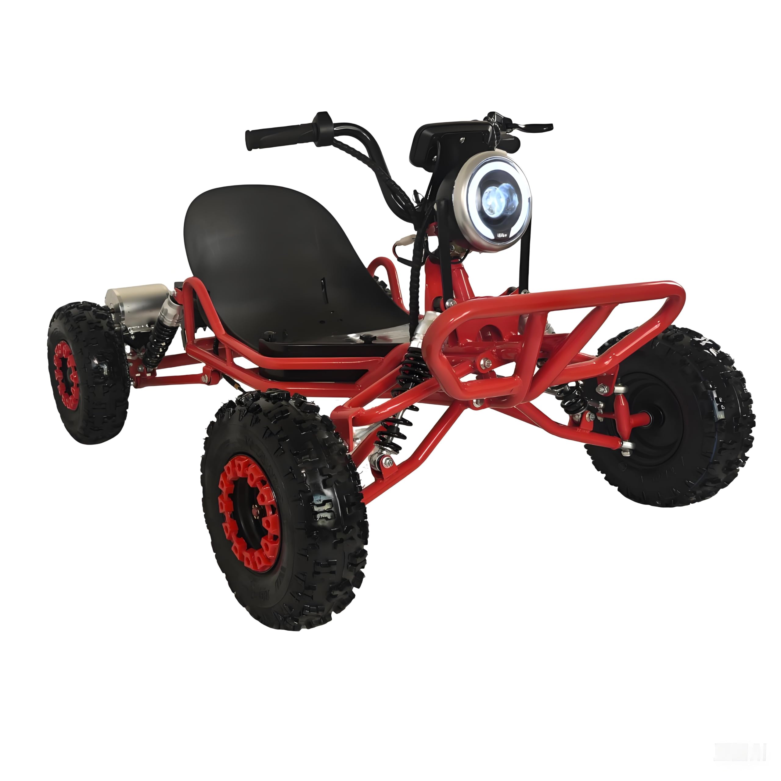 Zyliathor Electric Go Kart Adults/Kids - 48V 2000W Motor 12-31MPH, 6'' All-Terrain Tires, 10.4Ah(12+Mi), 440lbs Capacity, 3-Speed Modes LED Lights & Charger (Red)