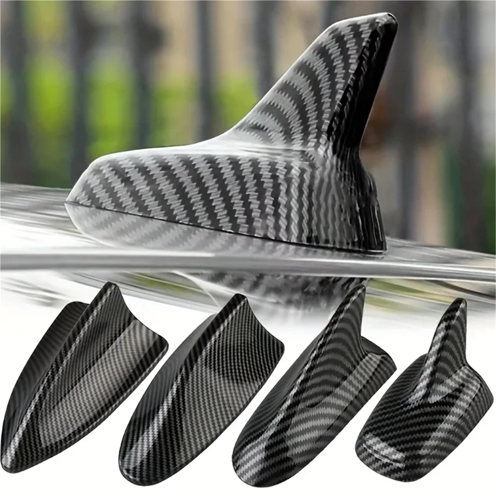 Antena samochodowa Shark z włókna węglowego, uniwersalna, dekoracyjna część, niefunkcjonalna, symulacyjna, do samochodów osobowych FM antena stereo antena radiowa samochodowa(B-219)