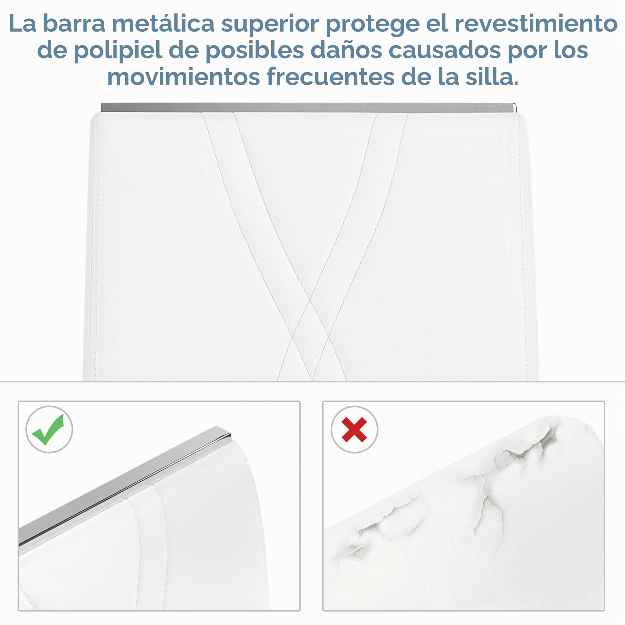 Yaheetech Juego de 4 Sillas de Comedor Cocina Moderna Piel Sintética Blanca | Conjunto de 4 Sillas de Cocina, Sillón Tapizado de Piel Sintética, Pata de Metal, Silla Modernas, Asinto Tapizado