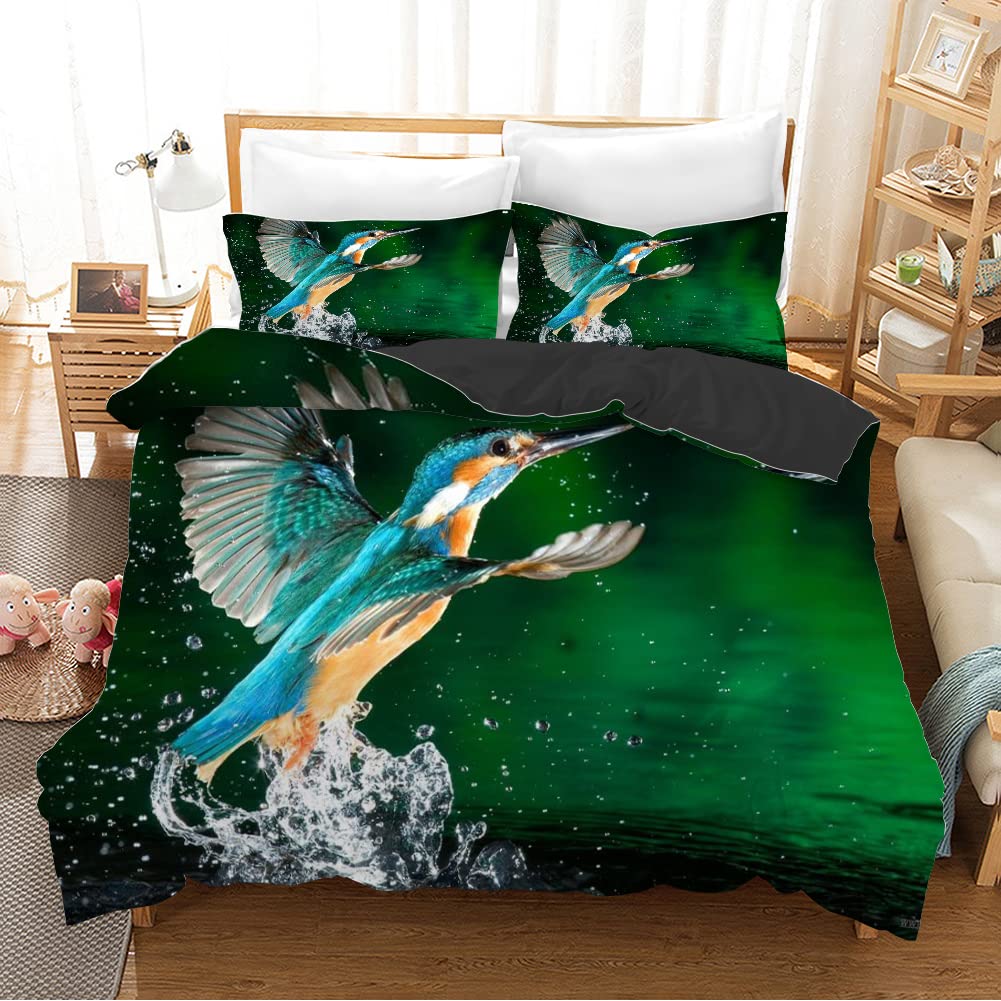 Eenpersoons beddengoed set blauw spook dekbedovertrek voor kinderen, zacht, ademend, hypoallergeen microvezel dekbedovertrek met ritssluiting, 1 dekbedovertrek (135x200 cm) 2 kussenslopen (50x75 cm
