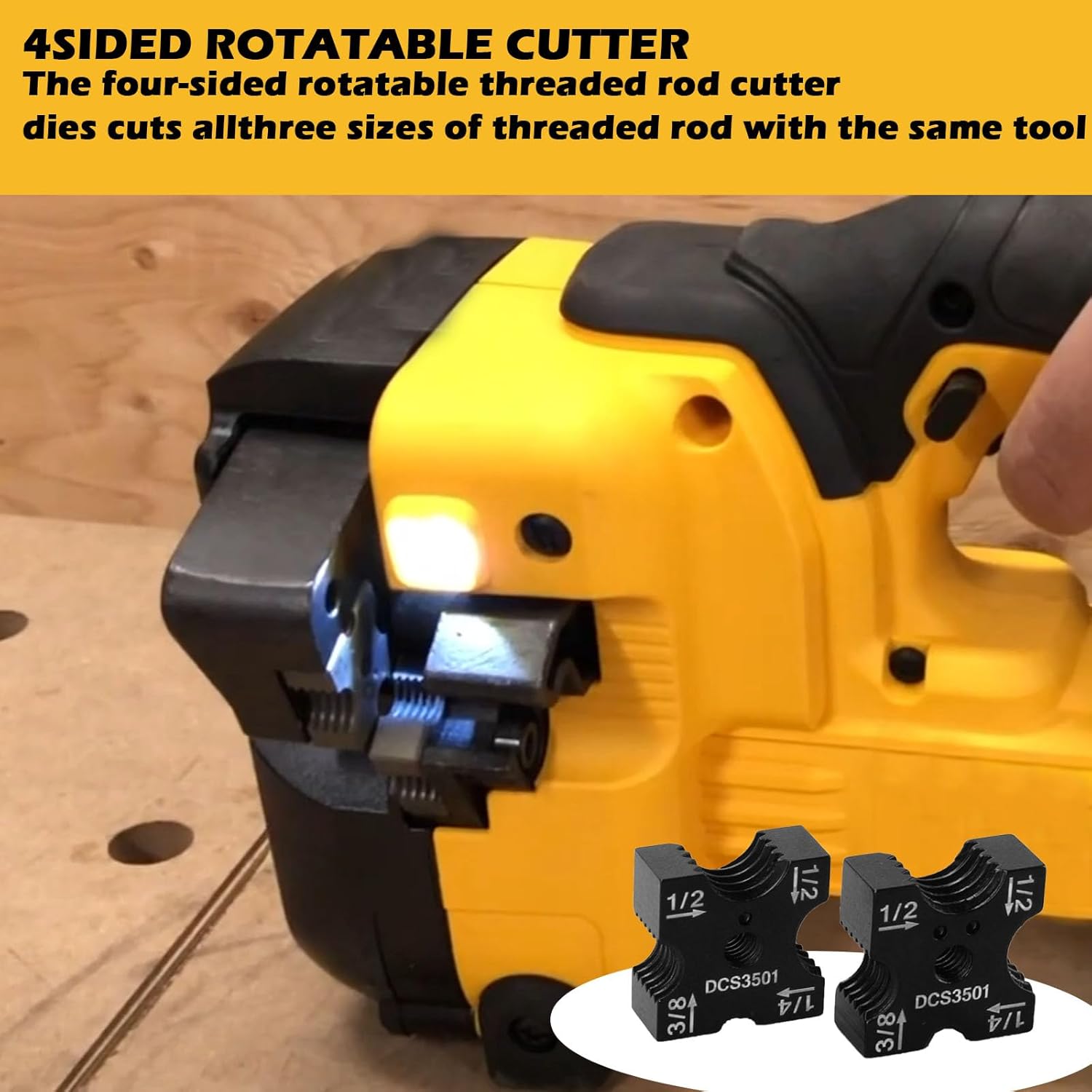 DCS3501 Cutting Die Set Replacement for DEWALT Threaded Rod Cutter, For DCS35012 Dewalt rod cutter die,4-Sided Mutli-Size Rotatable Cutter & Size Markings