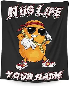 Mercuryelf Custom Chicken Nugget Blanket - Soft, Fuzzy & Warm - 50x60 Inches Flannel Throw Blankets for Living Room, Sofa - Black Funny Throws Gift for Teens