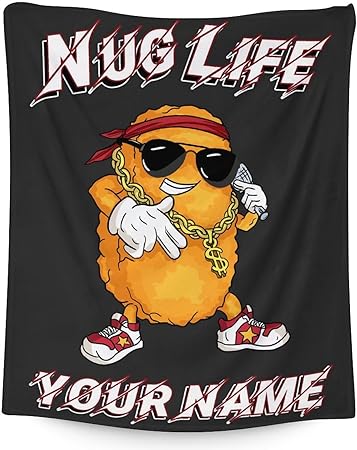Mercuryelf Custom Chicken Nugget Blanket - Soft, Fuzzy & Warm - 50x60 Inches Flannel Throw Blankets for Living Room, Sofa - Black Funny Throws Gift for Teens