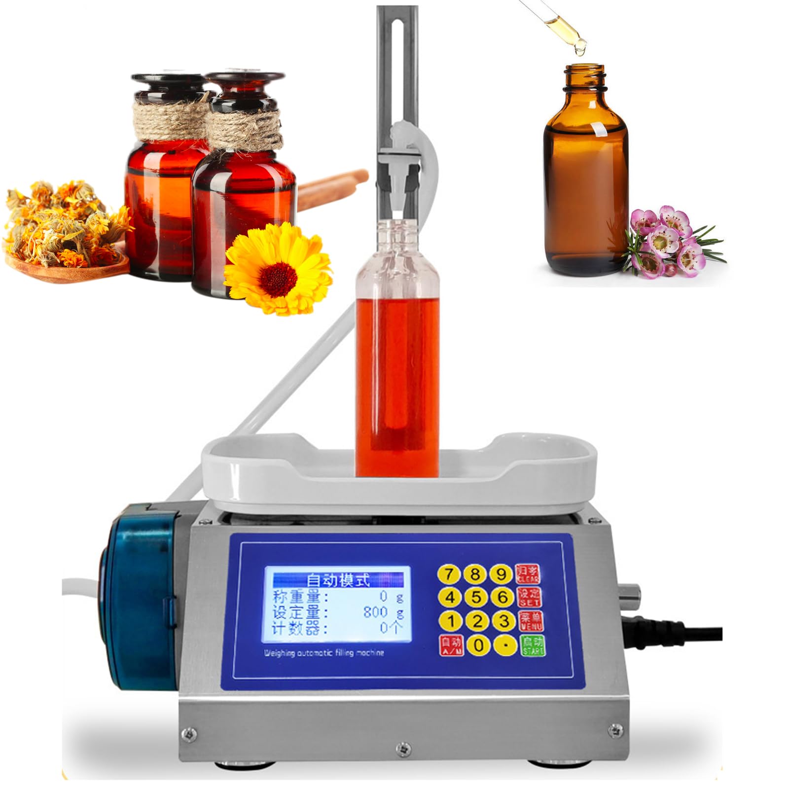 Llenadora automática de botellas, bomba peristáltica de 2-300 g, máquina de llenado con pesaje y pantalla LCD, caudal de 1,2 l/min, dispensador de líquido ajustable, máquina de llenado de aceite par
