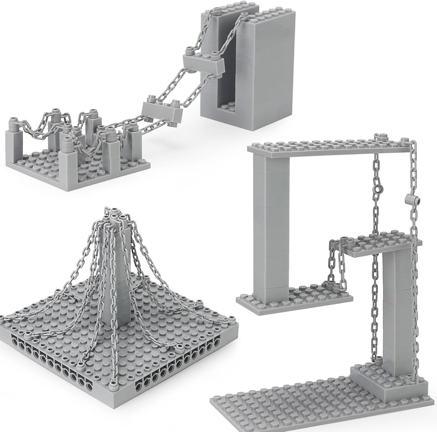 Feleph 40x 5-Links and 40x 21-Links Chain Bulk Bricks Pack Light Gray Classic Toy String Set for 30104 Parts and Pieces Building Blocks Kids
