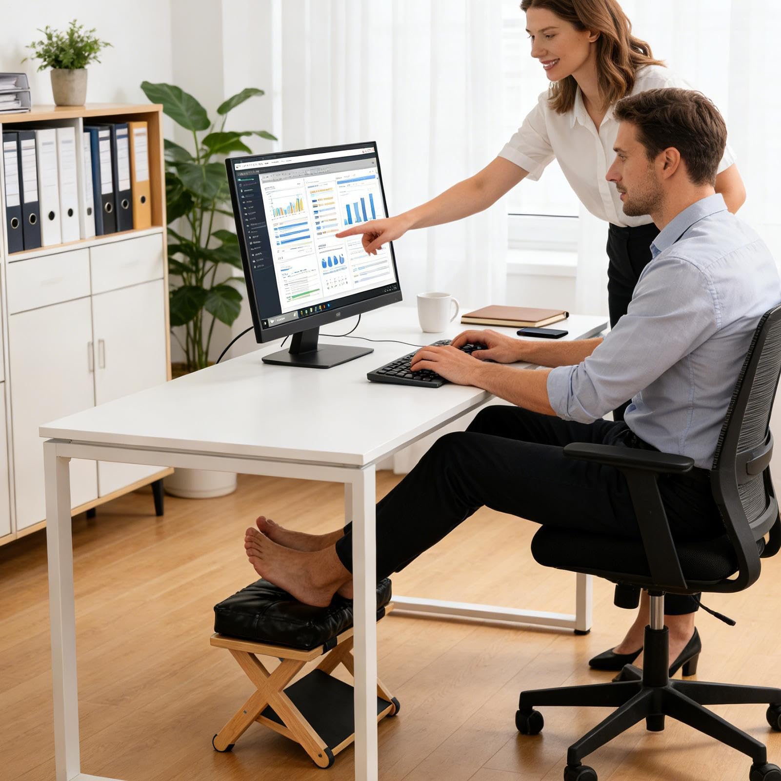 Poggiapiedi Sotto La Scrivania Antiscivolo Ergonomico Inclinato e Compatto | Supporto per Gambe da Sotto la Scrivania per Casa Ufficio Studio Camera da Soggiorno