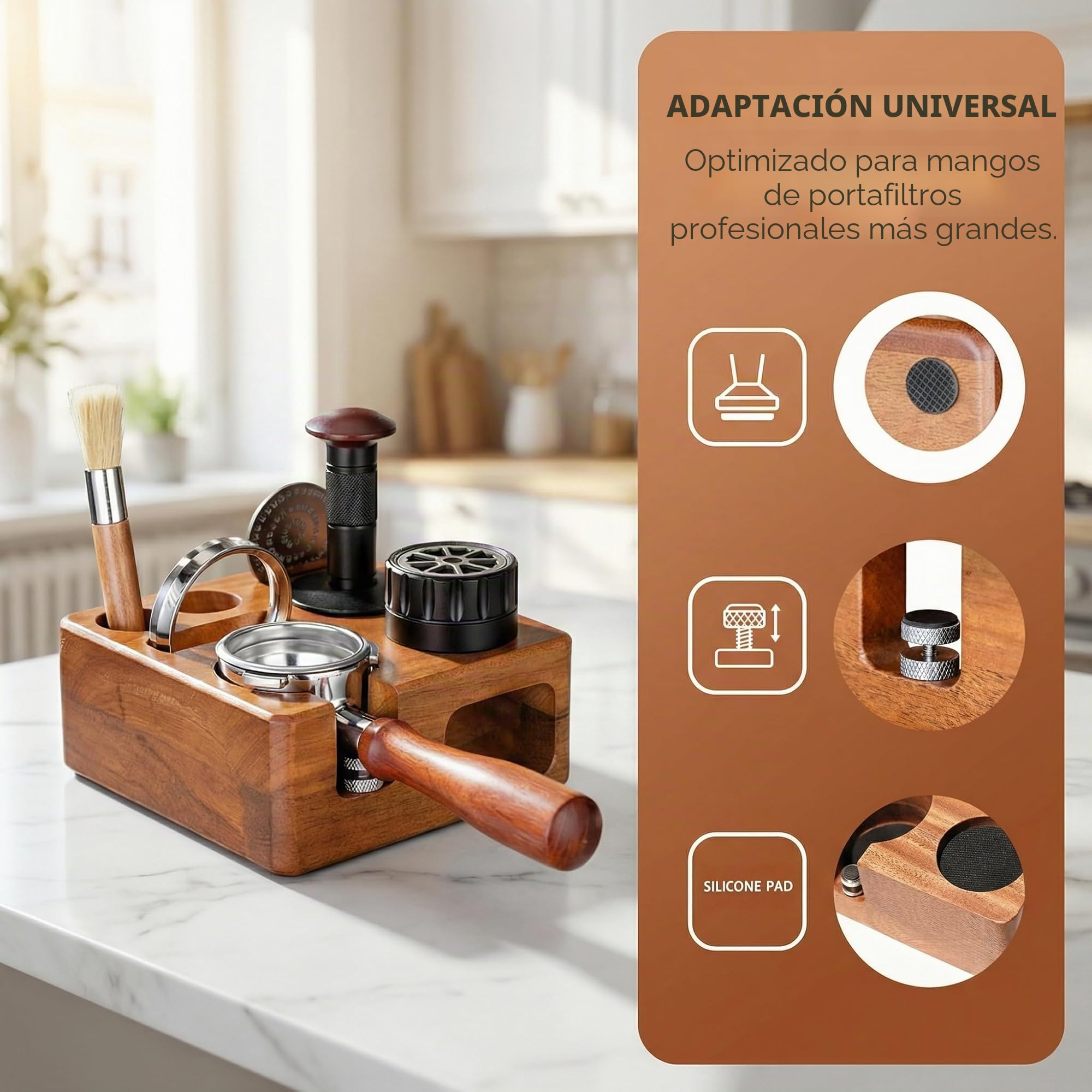 Estación Tamper Cafe 58mm, Estación de Prensado Café, Soporte Portafiltro Cafetera, Estaciónde Apisonamiento de Espresso, Soporte para Portafiltro para Barista en Cicina de Hogar/Cafetería