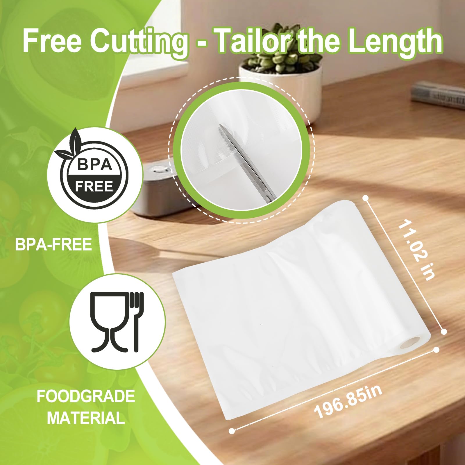 4 rollos de bolsas de sellador al vacío, compatibles con la mayoría de selladores al vacío, 11 x 16,4 pulgadas y 8,3 x 16,4 pulgadas, resistentes sin BPA para preparación de alimentos, Sous Vide