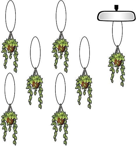 6 ambientadores de coche para plantas, divertidas plantas, ambientadores colgantes para automóvil, de larga duración, lindo espejo de coche,