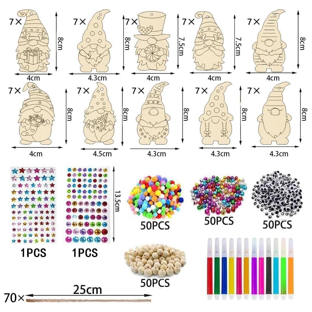 Kit 345 Pezzi Decorazioni Natale In Legno Da Dipingere - Addobbi Albero, Fai Da Te Per Bambini, Con Colori E Accessori