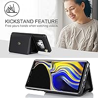 Vista 6 de Asuwish Funda de teléfono para Samsung Galaxy Note 9 con bloqueo RFID, tarjetero para tarjetas de crédito, correa cruzada de muñeca, soporte