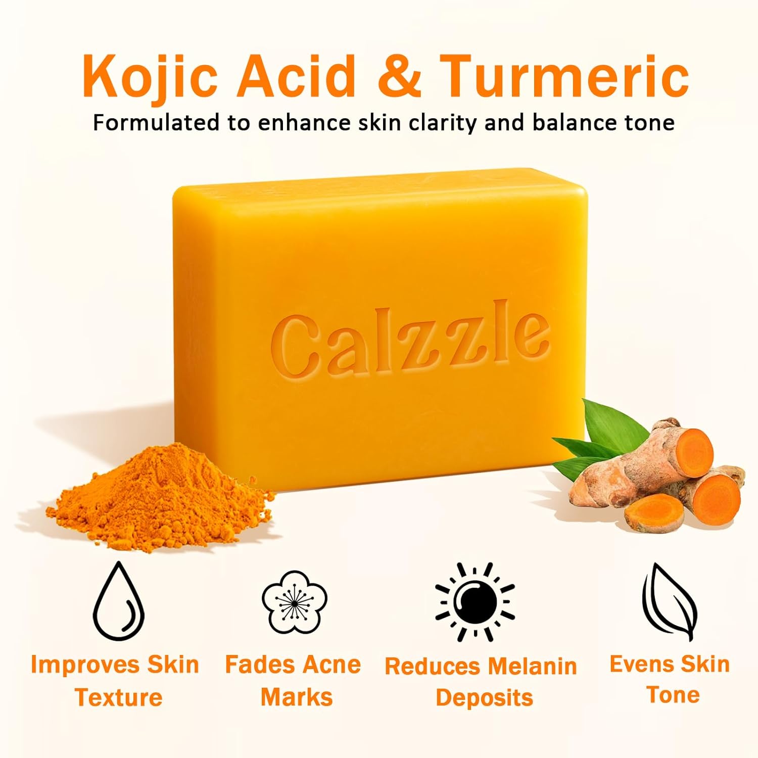 Kojic Acid Soap 4PCS, Dark Spot Remover & Brightening with Turmeric, Vitamin C & Retinol, Moisturizing with Collagen & Shea Butter, Gentle for Face and Body, With Soap Holder & Net, 110g Each - Image 3