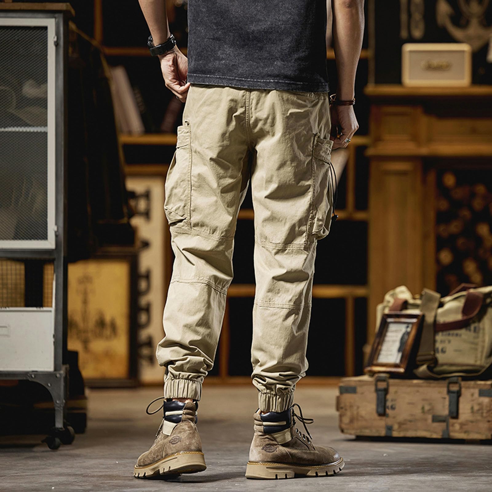 Pantaloni da lavoro da uomo, per il tempo libero, casual, da jogging, per il tempo libero, con tasche con cerniera, pantaloni da spiaggia, pantaloni da jogging, pantaloni estivi leggeri
