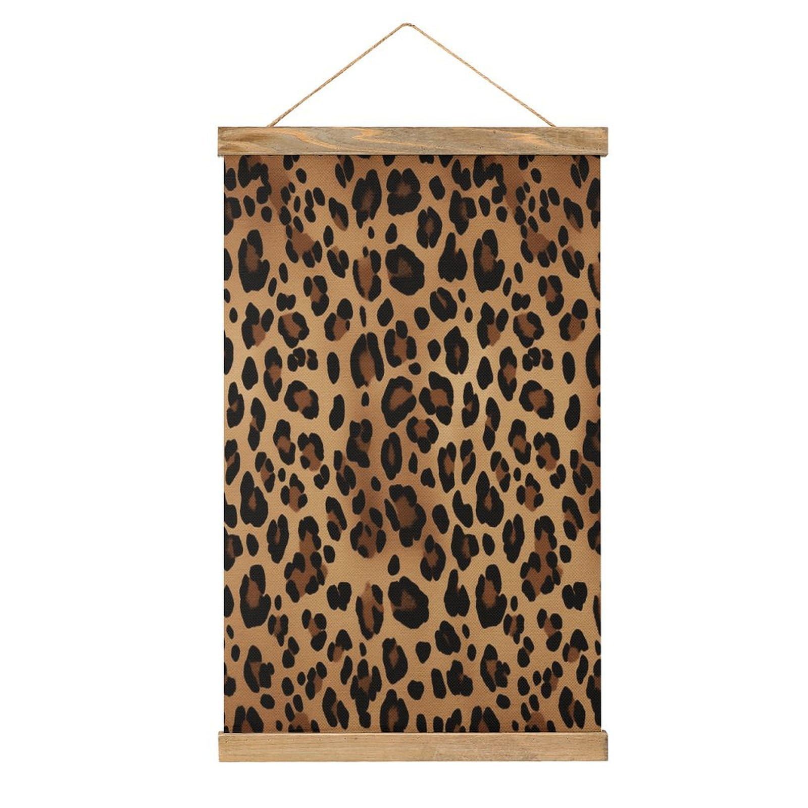 VstaDank Leopard Print Poster with Wooden Frame Hanger Art Painting Wall Decor Poster Wall Hanging Wooden Frame 13x20 Wood Poster Hanger for Photo Picture Art Canvas Print Artwork
