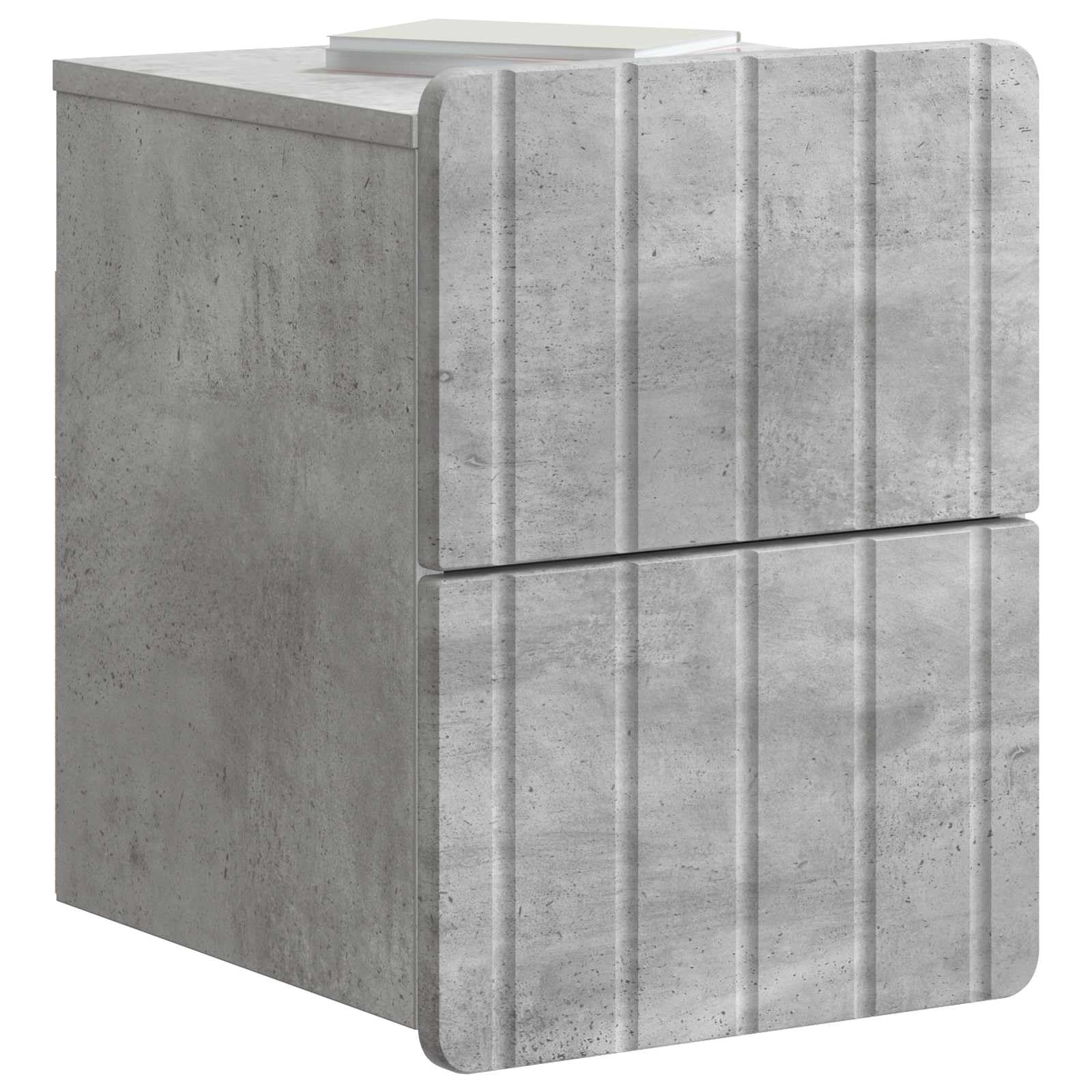 Mobiletto da notte a muro grigio cemento con ampio cassetto supporto per camera soggiorno ingresso e corridoio compatto 33x34,5x43 cm