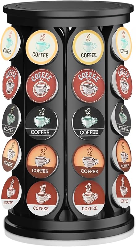 CEHNCEH K Cup Holder, Coffee Pods Holder with 40 K-Cup Pods (Black) | K Cup Carousel Home or Office Kitchen Counter ABS