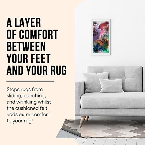 Miniatura 6 de MAYSHINE - 2 x 8 pies - Fieltro de doble capa + cojín de agarre de goma para alfombra, tapete antideslizante que protege suelos duros, asegura la