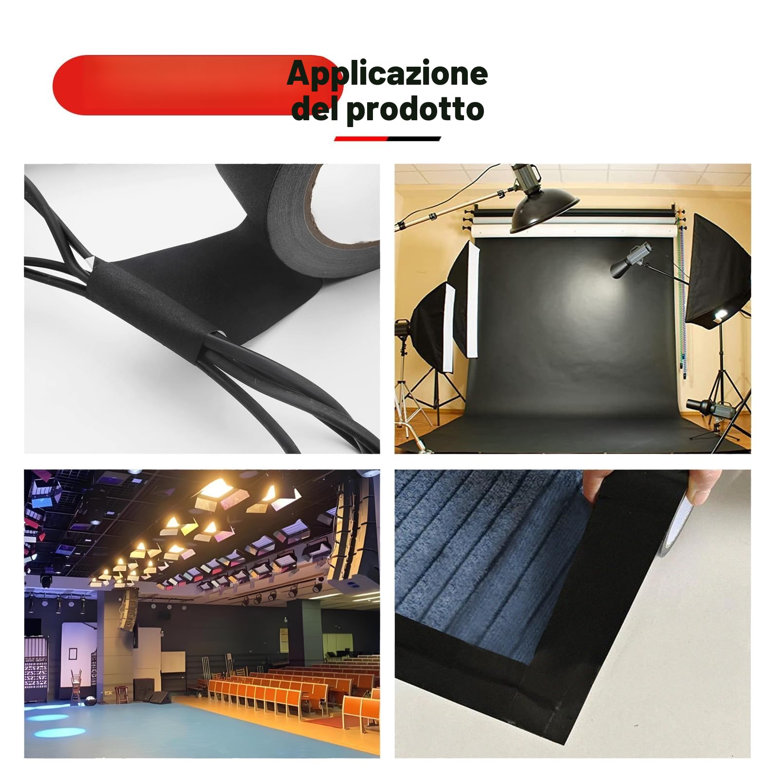WELSTIK Nastro Telato Nero - 4 Rotoli di Nastro 27m x 50mm - Gaff Tape extra forte - Gaffa Tape Impermeabile -Per progetti di bricolage e riparazioni domestiche.