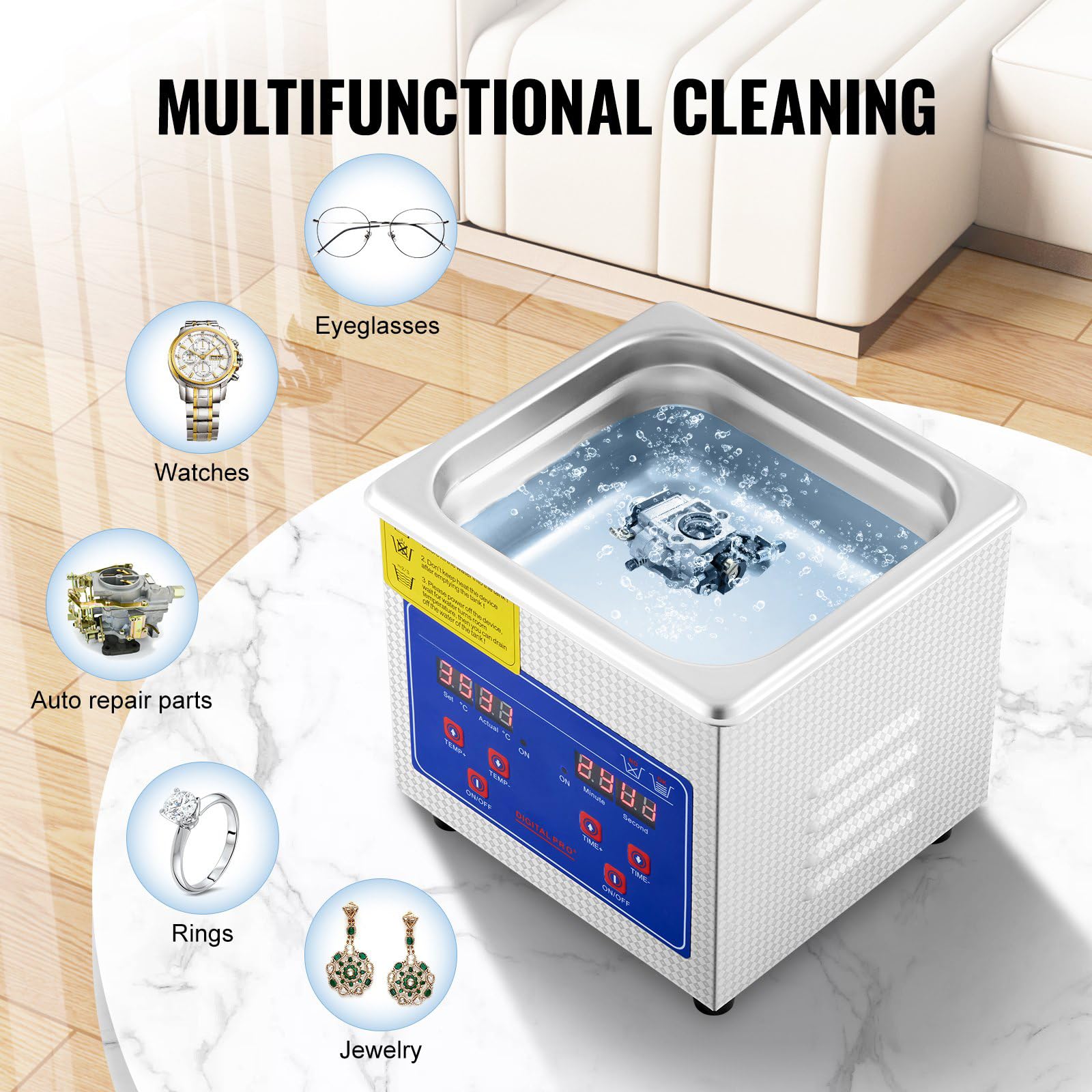 3L Ultraschallreiniger mit Heizfunktion, 40kHz Ultraschallreiniger für Labor, Haushalt, Werkzeuge, Brillen, Schmuck, 120W Ultraschallreinigungsgerät aus Edelstahl für den industriellen Einsatz