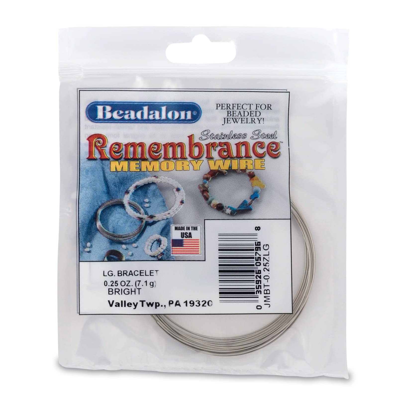 Beadalon (1-Pack Remembrance Memory Wire Round Bracelet Large Bright 0.25 oz (7 g) appx 15 coils/pack JMBT-0.25ZLG-1P