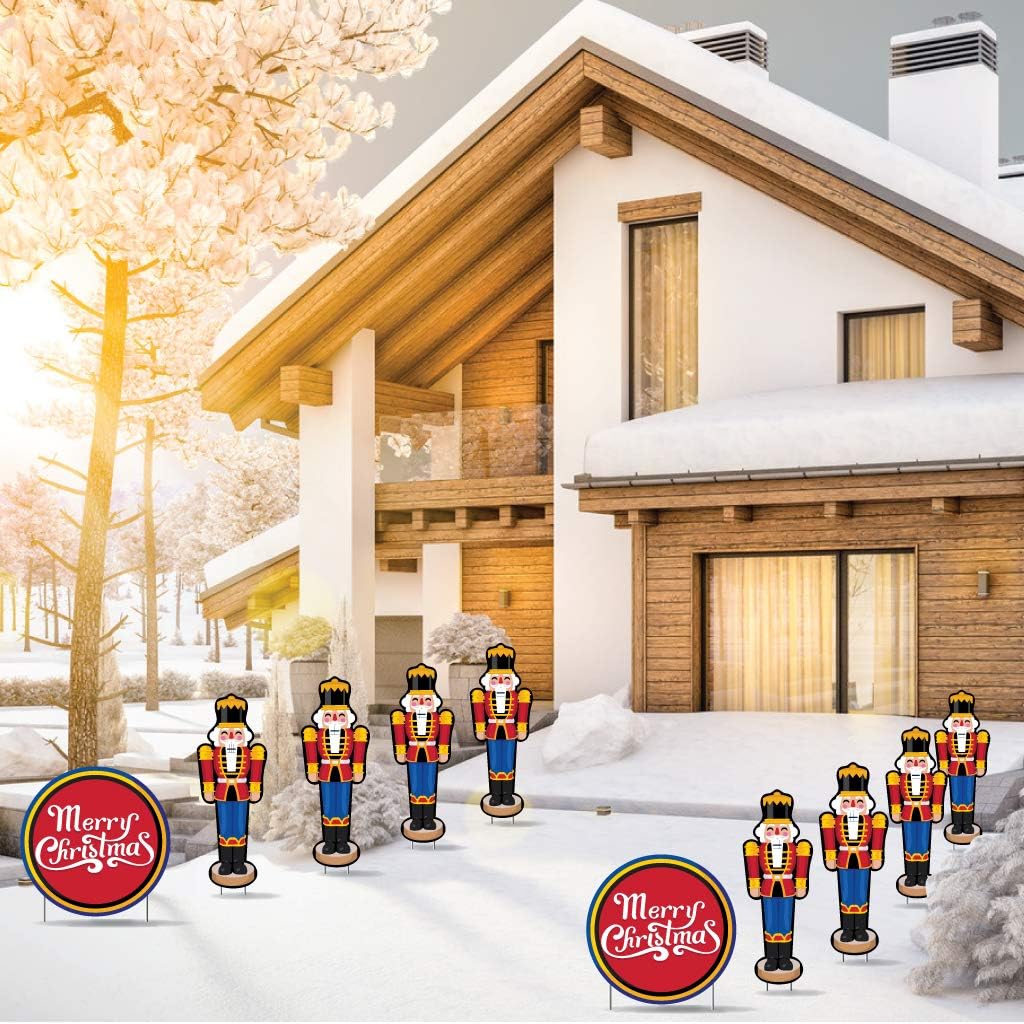 VictoryStore Christmas Yard Decorations: Merry Christmas Nutcracker Yard Decorations 10pcs Includes Stakes