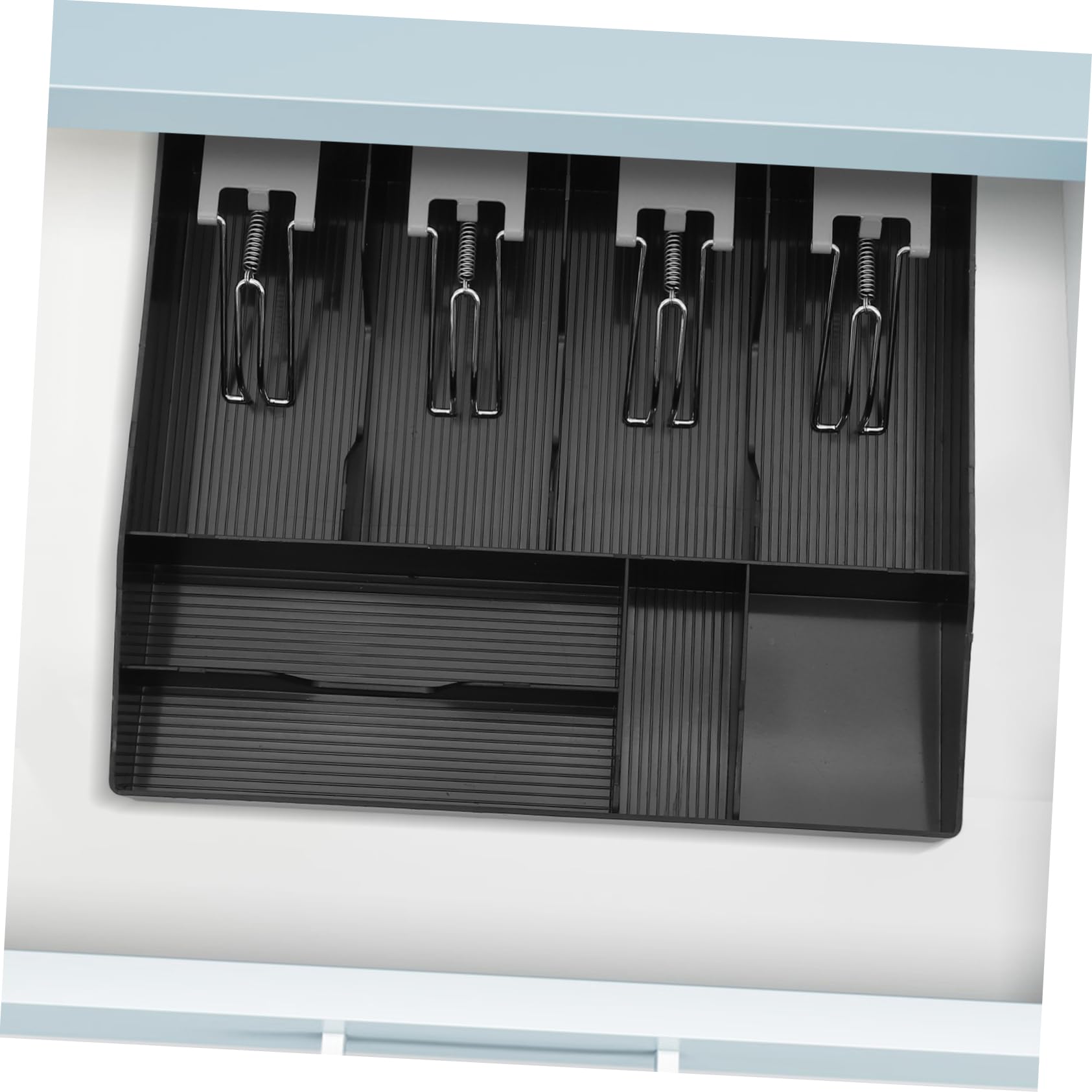 Artibetter Kassenschublade für Kleinunternehmen mit 3 Scheinfächern und 3 Münzfächern aus Abs und Metall Geldaufbewahrungsschublade mit Clip für Supermärkte und Andere Verkaufsstellen