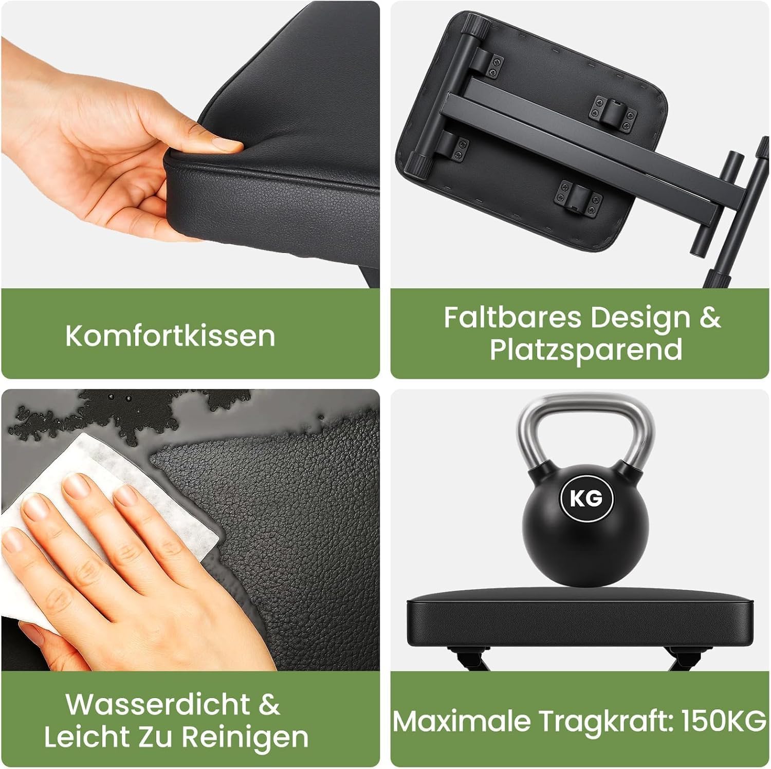 Generisch Klavierhocker Höhenverstellbar, Faltbarer Flexibilität Keyboardhocker mit Gepolsterter Sitzfläche, Stabiler Klavierstuhl aus Stahl, rutschfest & Tragbar