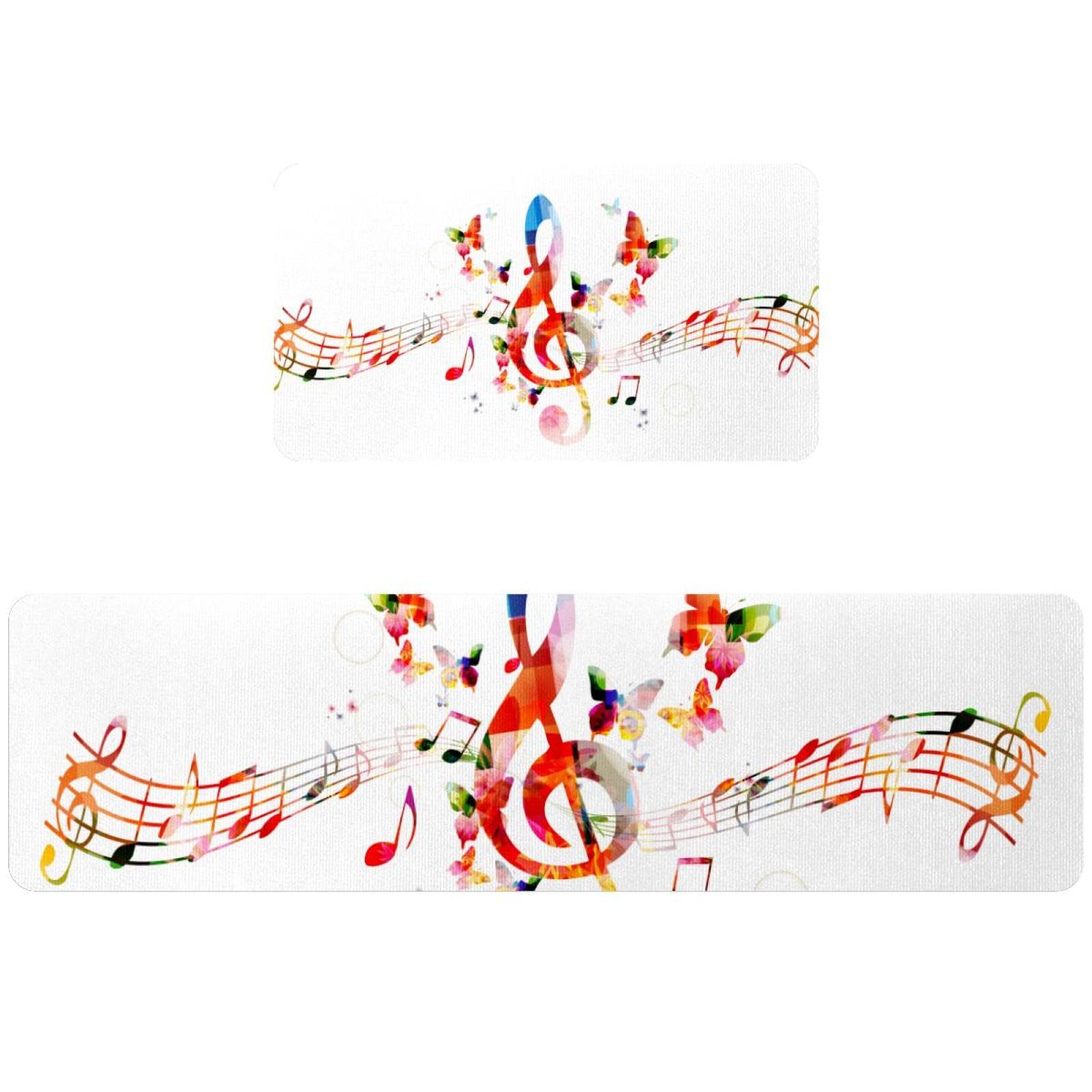 Tapete de cocina musical con mariposas: juego de 2 alfombras antideslizantes para tu hogar