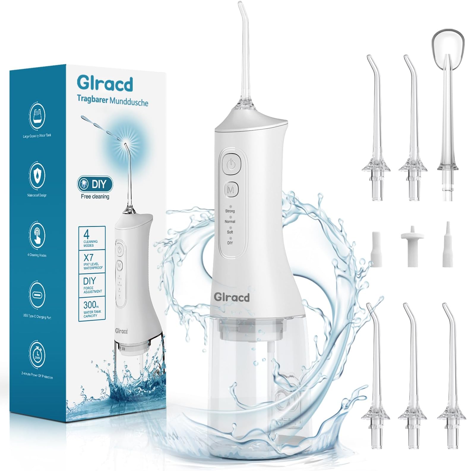 Water Flossers for Teeth Cordless,Professional Electric Flosser Featuring Waterfall Microbubble Technology with DIY Modes,White Waterproof Dental Water Jet Flosser for Oral Cleaning and Braces Care