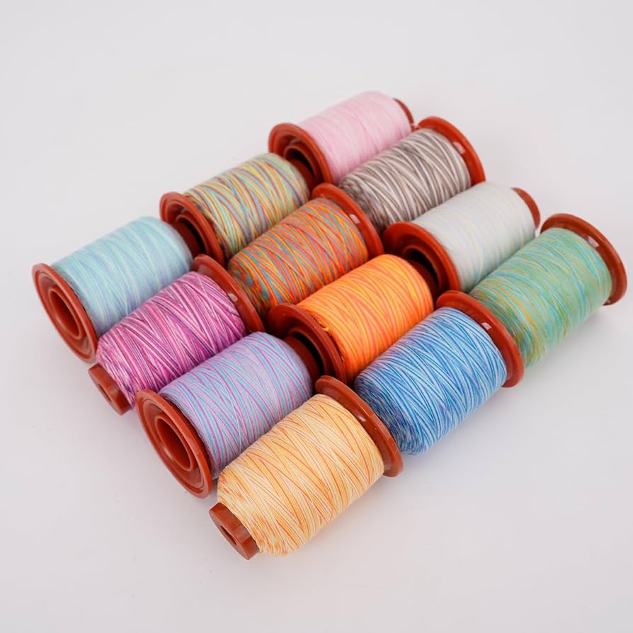 Amazon.co.jp: Windman 12色 段染め糸 ミシン糸 セット 60番