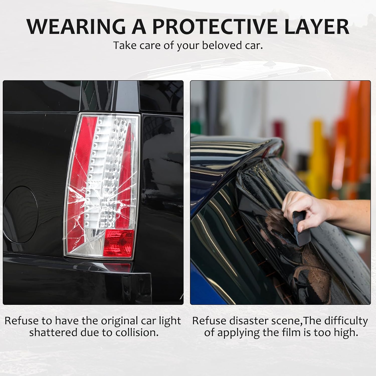 Car Rear Tail Light Lamp Cover Trim Compatible with Cadillac Escalade 2007-2014,ABS Taillight Smoke Black Shell Trim Cover Protection Shade Guard Exterior Accessories (Black)