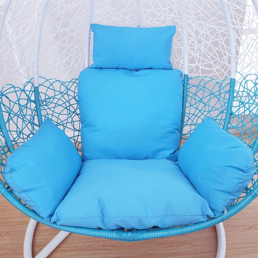 Cuscino per Sedia a Dondolo in Rattan Appeso per Giardino, Patio, Cuscino e Copertura per Sedia a Uovo all'aperto, Bianco (Colore: Blu) (Senza Sedia)