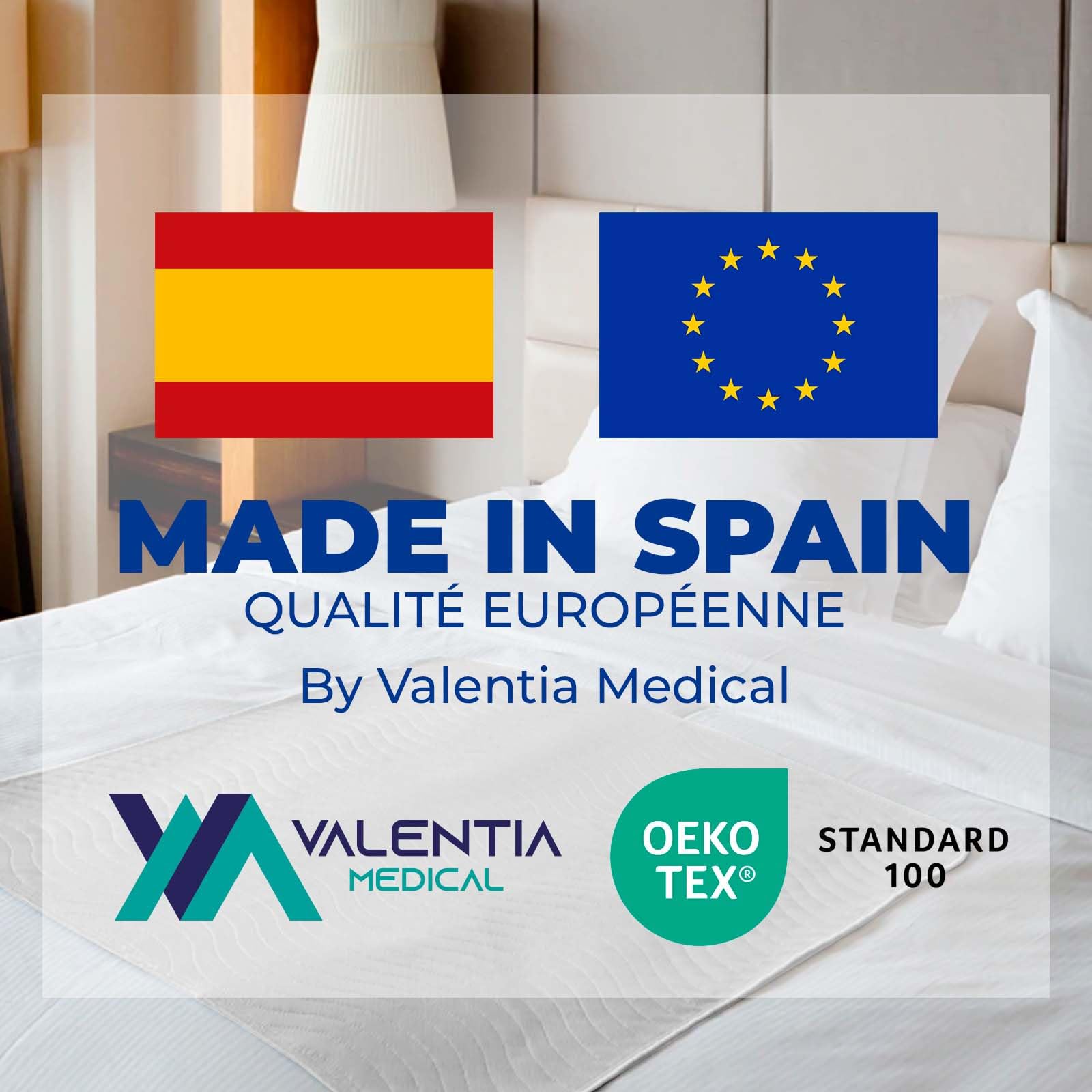 Lot de 2 Alèse Protège Matelas 90x75 cm Impermeable et Lavable, Couvre Matelas Imperméable, Réutilisable, Protection Lit Incontinence +200 lavages - Fabrique Espagne, Oeko-Tex
