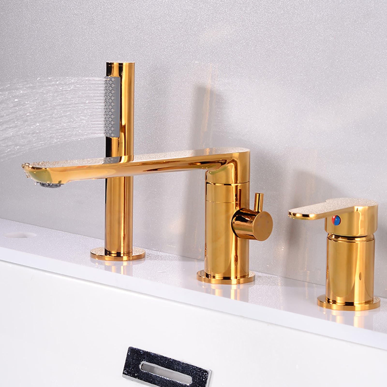 Grifo Moderno para Bañera de 3 Orificios Latón Monomando Conexión G1/2 para Lavabo Y Bañera Juego de Grifería para Bañera Color Plata