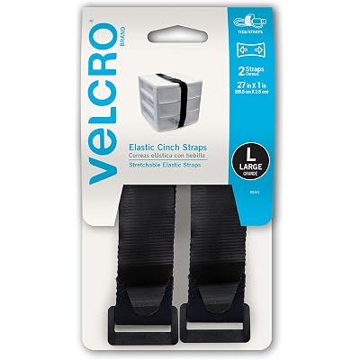VELCRO Brand All-Purpose Elastic Straps. Strong & Reusable. Perfect for Fastening Wires & Organizing Cords. Black, Large