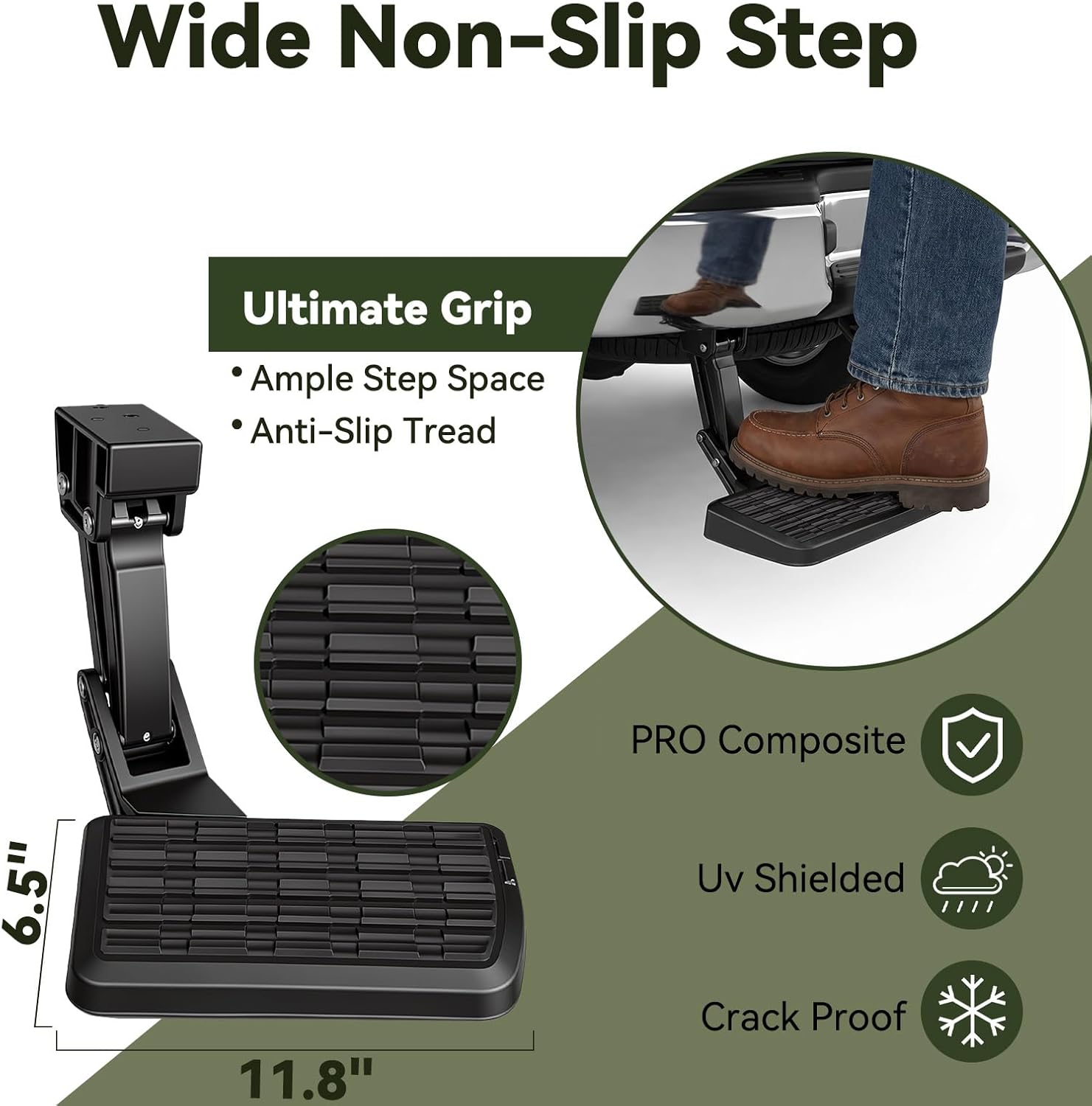 Bed Step for 2022-2026 Toyota Tundra, Retractable No-Drill Rear Bumper Truck Step for Easy Access, 300lb Load, Fits PTS30-34000 PT392-34240