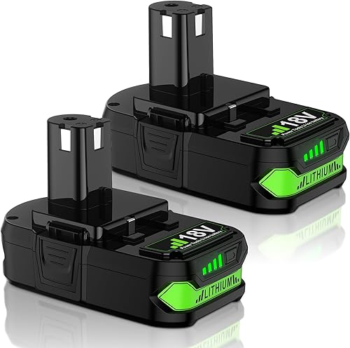 Miniatura 1 de Paquete de 2 baterías de repuesto de 3.0Ah para Ryobi de 18 V, batería de litio de 18 voltios, ONE+ Plus P102 P103 P104 P105 P107 P108 P109 PBP002