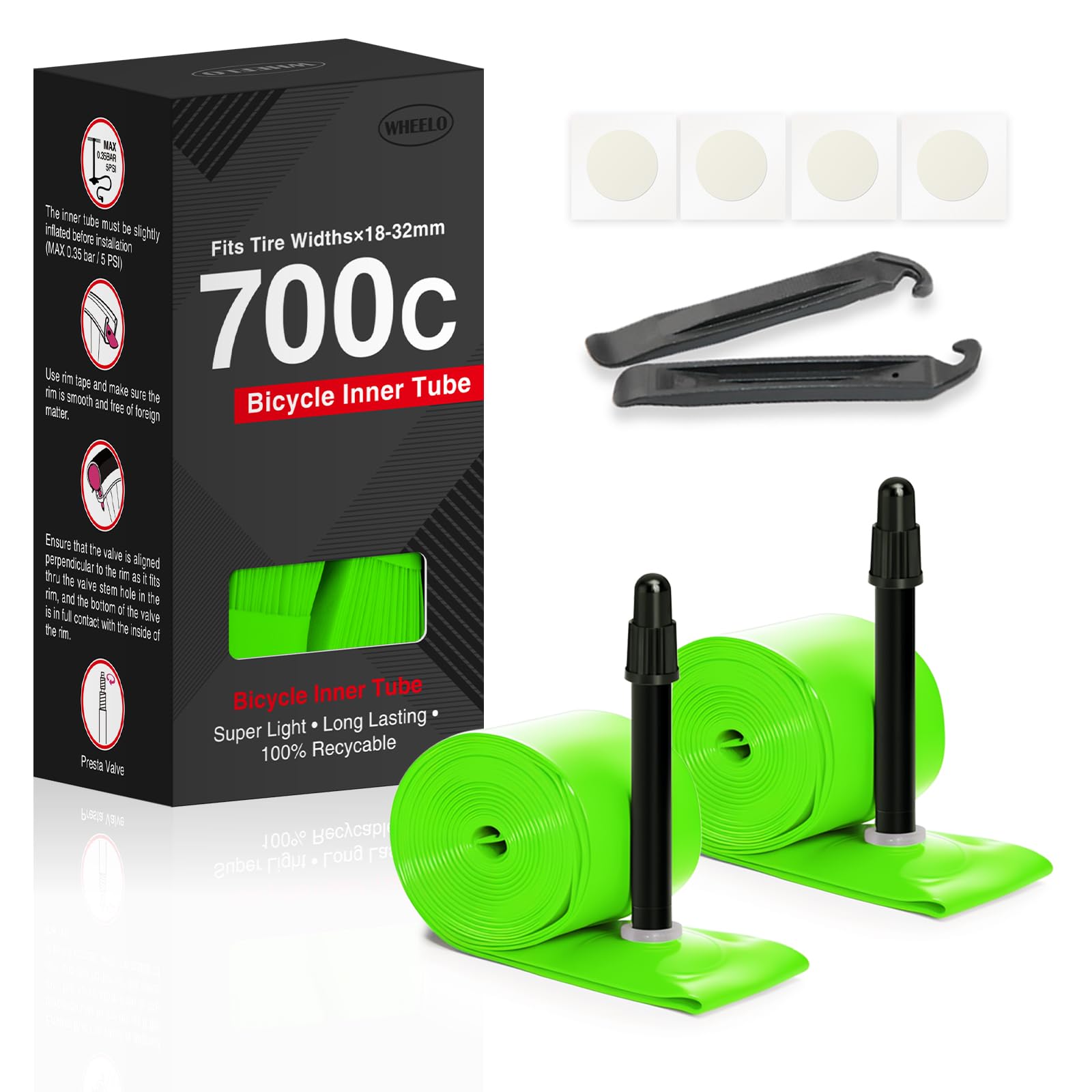 Amazon.com : WHEELO 2-Pack TPU Inner Tube, 700C x 18-32C Road Bike