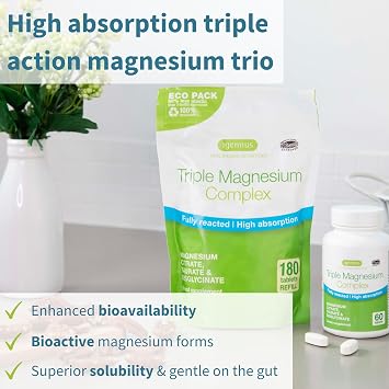 Super B-Complex 180 Tablets + Triple Magnesium Complex 180 Tablets Vegan Bundle, Methylated Sustained Release B Complex + High Absorption Chelated Magnesium Glycinate, Taurate & Citrate, by Igennus