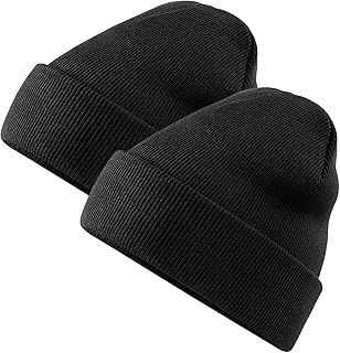 KEYRI 2 Pieces Knitted Hat Sports Hat Running Hat Slouch Elastic Beanie for Men and Women Classic Versatile Unisex Skull Blanket for Spring Autumn Winter Gifts for Him