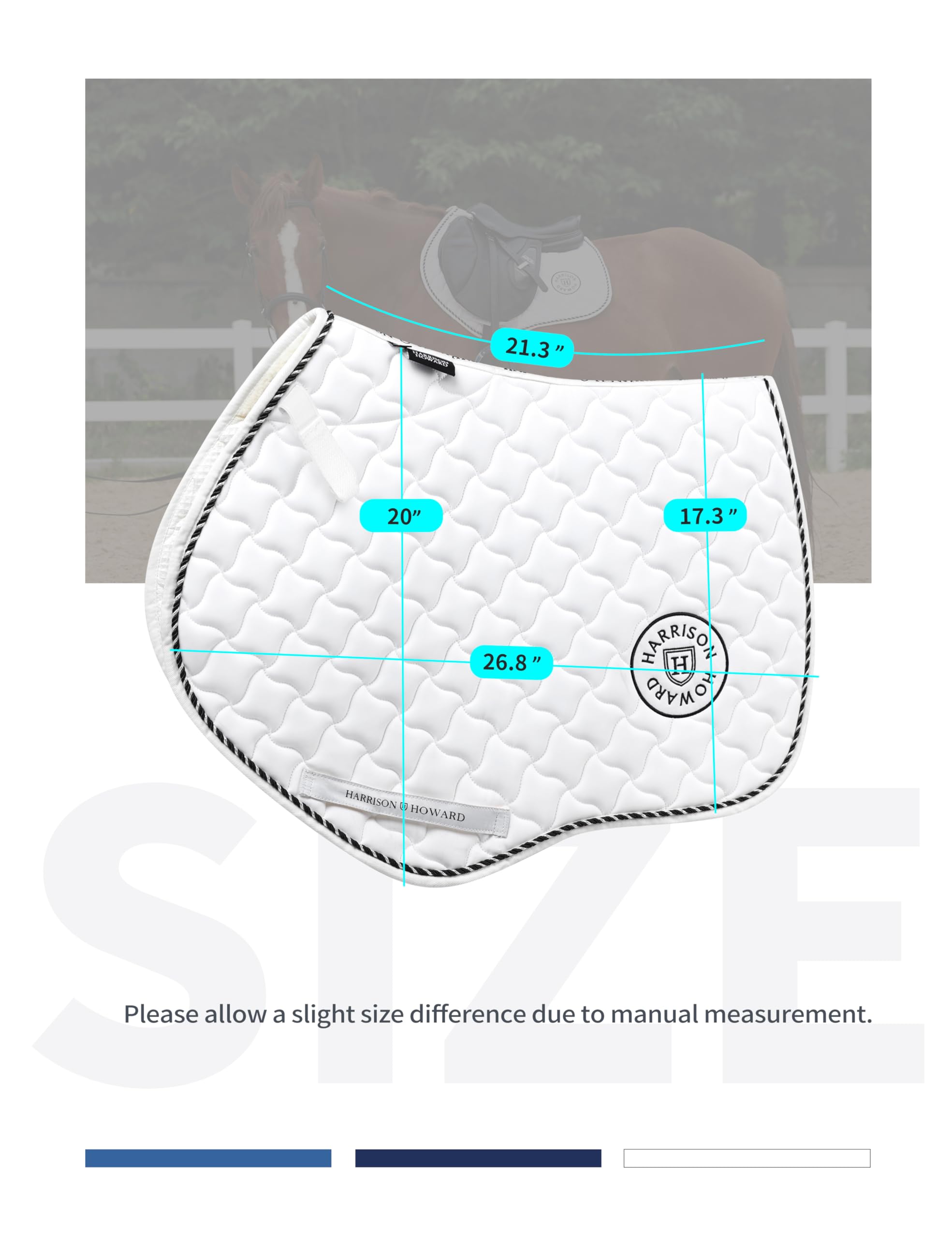 Harrison Howard Tapis de selle anglais pour chevaux, équitation, contact rapproché, antidérapant, anti-humidité, absorption des chocs