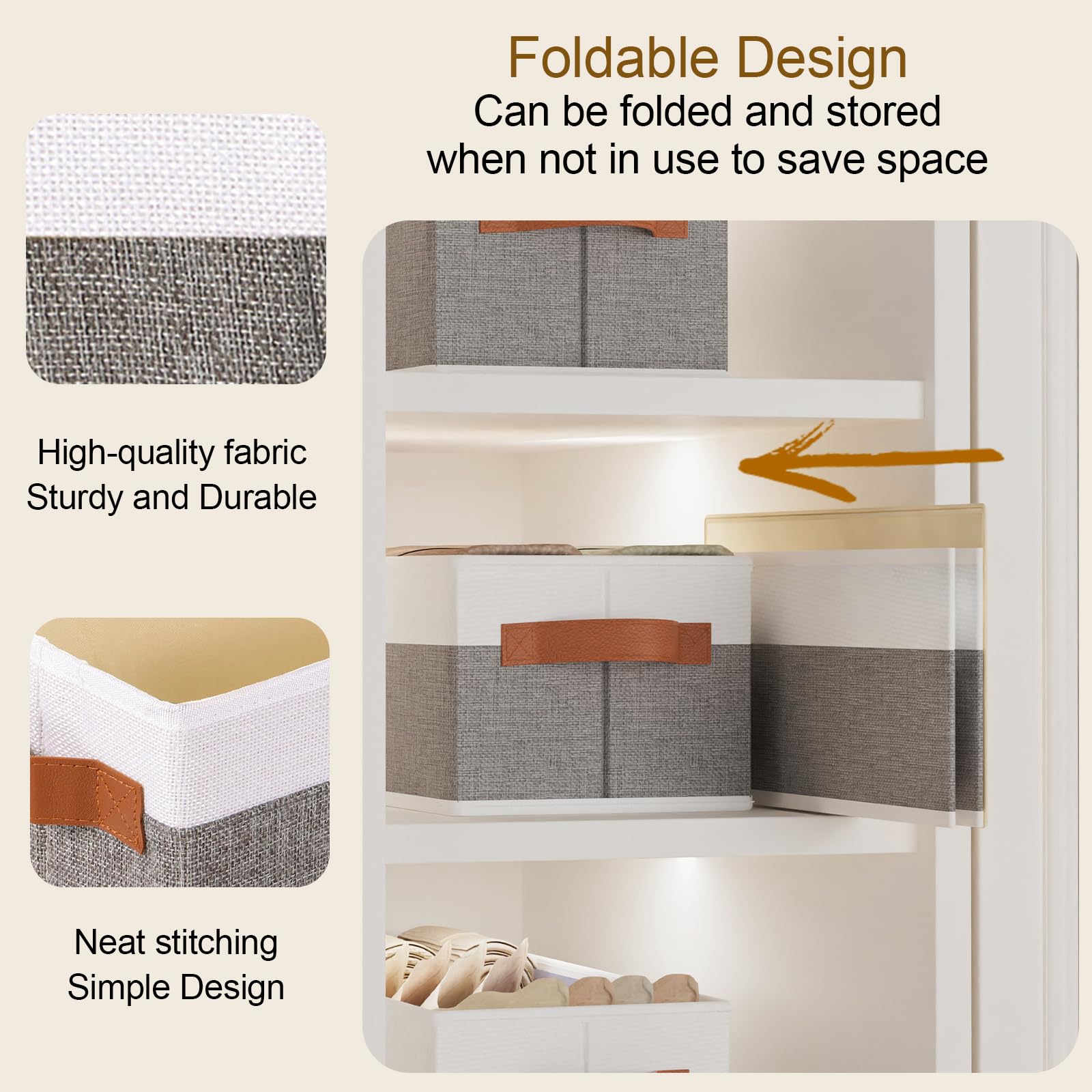 YheenLf Opbergdozen met deksel, 3 stuks, wit, kastorganizer, opvouwbare stoffen opbergdozen voor woonkamer, slaapkamer, 38 x 25 x 25 cm YheenLf Opbergdozen met deksel, 3 stuks, wit, kastorganizer, opvouwbare stoffen opbergdozen voor woonkamer, slaapkamer, 38 x 25 x 25 cm