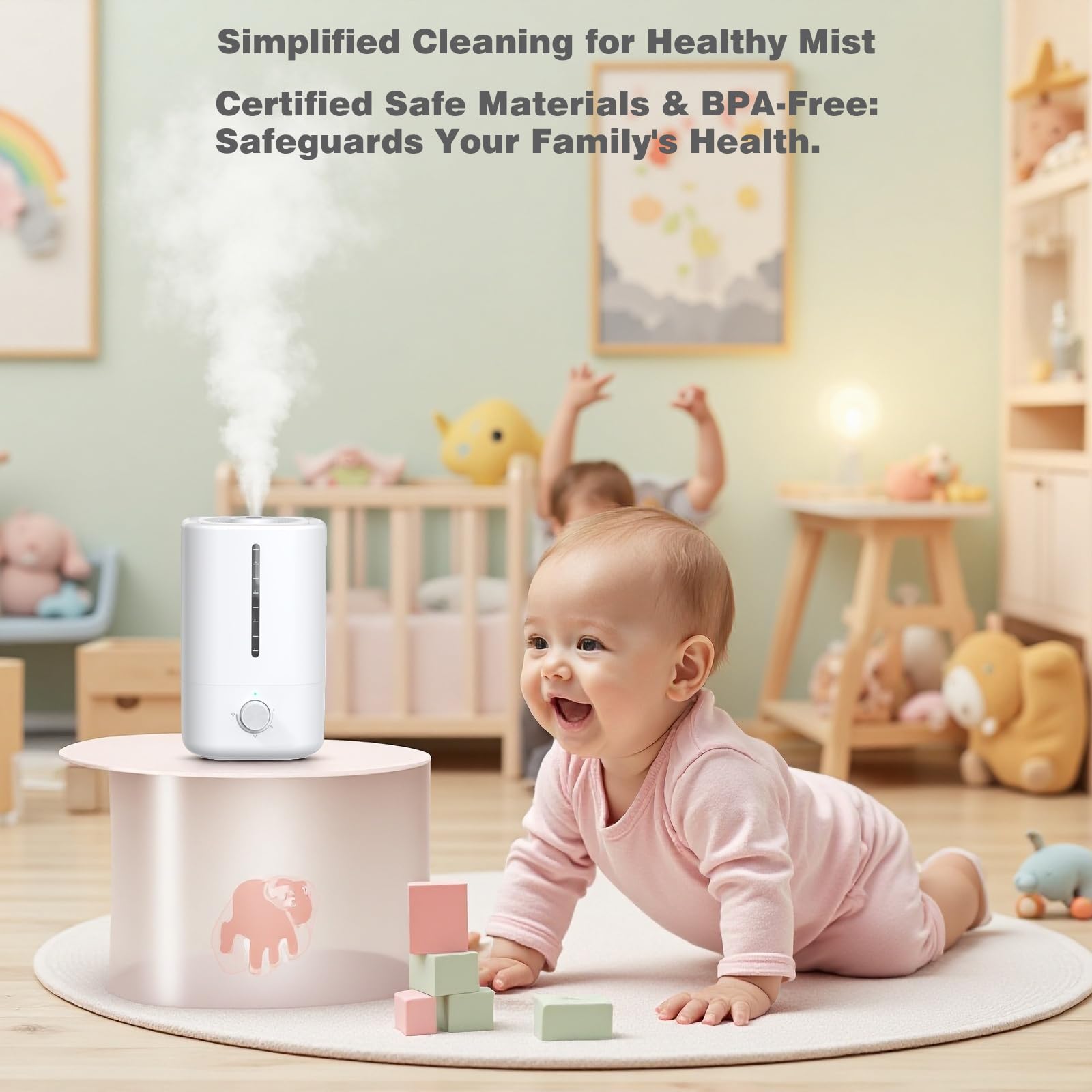 Humidificadores de llenado superior para dormitorio, tanque de 4.5 litros para habitación grande, difusor de aceite, humidificador de aire silencioso de 20 dB para el hogar, guardería y