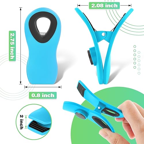 Miniatura 4 de VNDUEEY Paquete de 12 clips magnéticos para bolsas, clips para bolsas de alimentos para paquetes de alimentos, clips para bolsas de plástico para