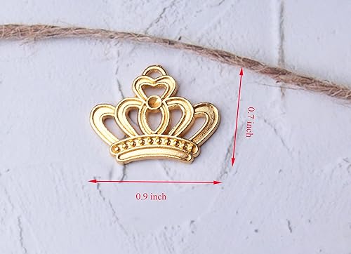 Miniatura 2 de 30 dijes de corona para hacer joyas, kit de metal dorado a granel, pequeño hueco de 0.9 x 0.7 pulgadas, elegantes colgantes de tiara para pulseras,