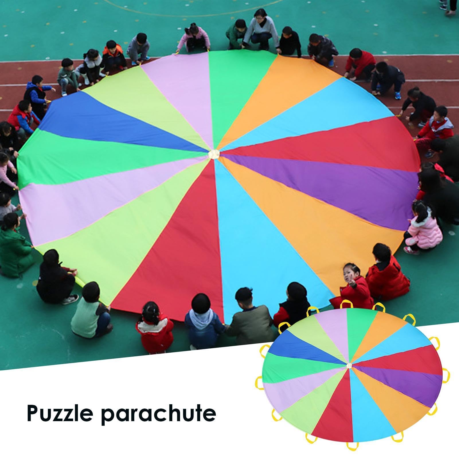 Jugar Paracaídas 2 m 78,74 pulgadas Juguetes de Paracaídas para Niños con Asas Juego Cooperativo Actividades al Aire Libre