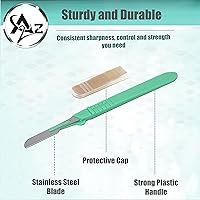 Vista 3 de Bisturí facial estéril desechable #16, herramienta de depilación y dermaplaning, cuchillas de acero al carbono de precisión con mango de plástico