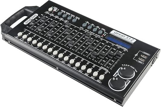 Dmx 512 Stage Light Controller, Controlador de Luces Para Dj, Dmx Light Board Dj Light Controller, 512 Channel Dmx Lights Controller with More Built-in Program and RDM Dip Switch Function
